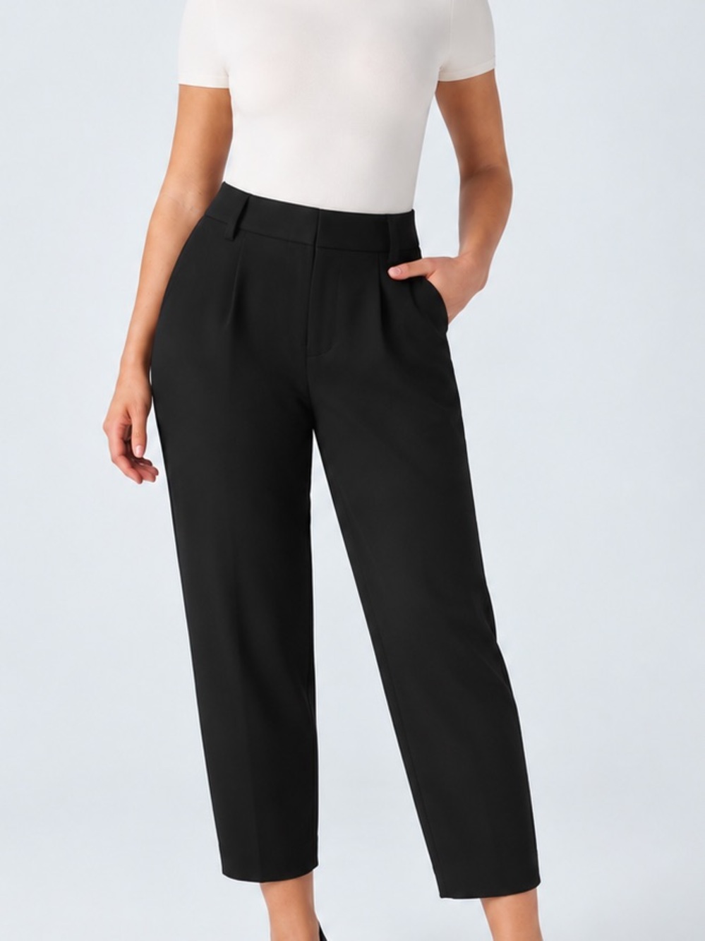 Halara High Waisted Black Zip Front Pant Size Small 25” Inseam